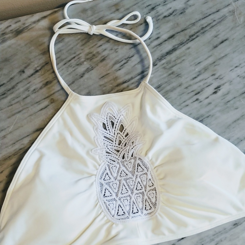 Aerie Pineapple Halter Bikini Top